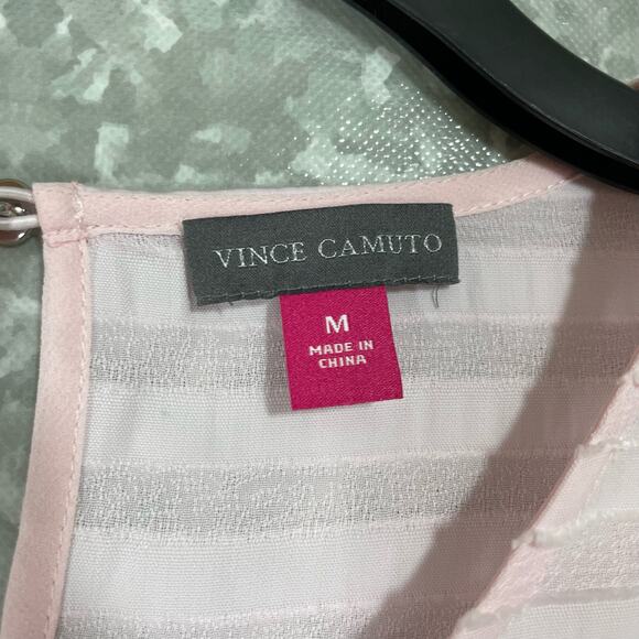 Vince Camuto Women's Pink Sheer Striped Long Sleeve Blouse - Size Medium - Corp - Picture 4 of 6